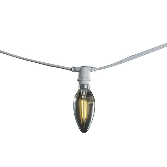 BULBRITE FIXTURES B11 CANDELABRA SCREW (E12) 2W DIMMABLE STRING LIGHT - WHITE - BULBS INCLUDED: 2W B11 LED (15PCS) LIGHT BULB 2700K/WARM WHITE LIGHT 25W EQUIVALENT 1PK (810050)