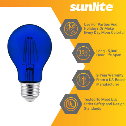 Sunlite 81080 - Bombilla LED de filamento A19, color estándar,  transparente, intensidad regulable, 40941