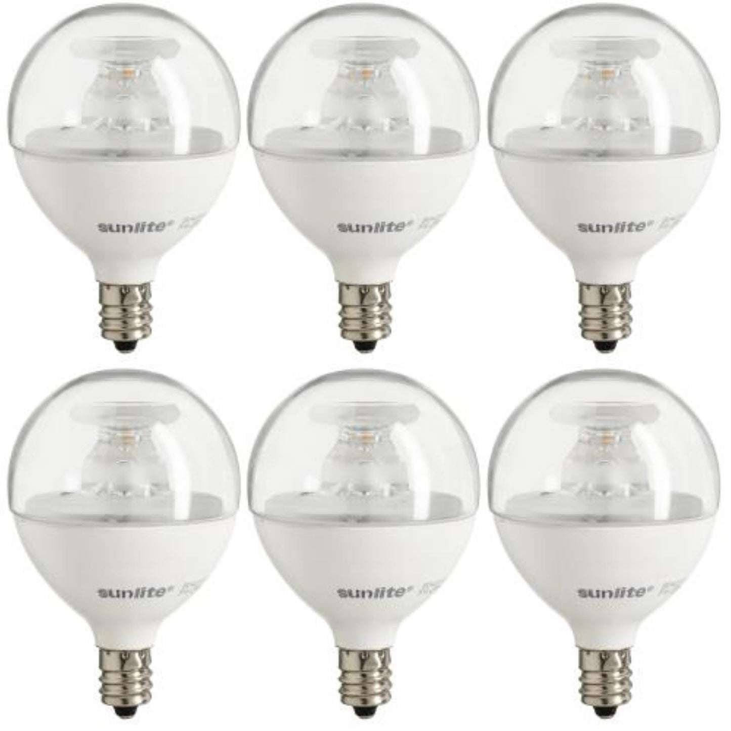 Sunlite LED G16 Globe 7W (60W Equivalent) Light Bulb Candelabra (E12) Base, Warm White