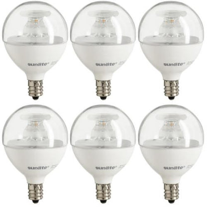 Sunlite LED G16 Globe 7W (60W Equivalent) Light Bulb Candelabra (E12) Base, Warm White