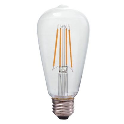 Luxrite LED ST19 Filament Style Light Bulb, E26 Medium Base, 8W, 3000K - Soft White, 80 CRI, Clear Finish, Dimmable (LR21651)
