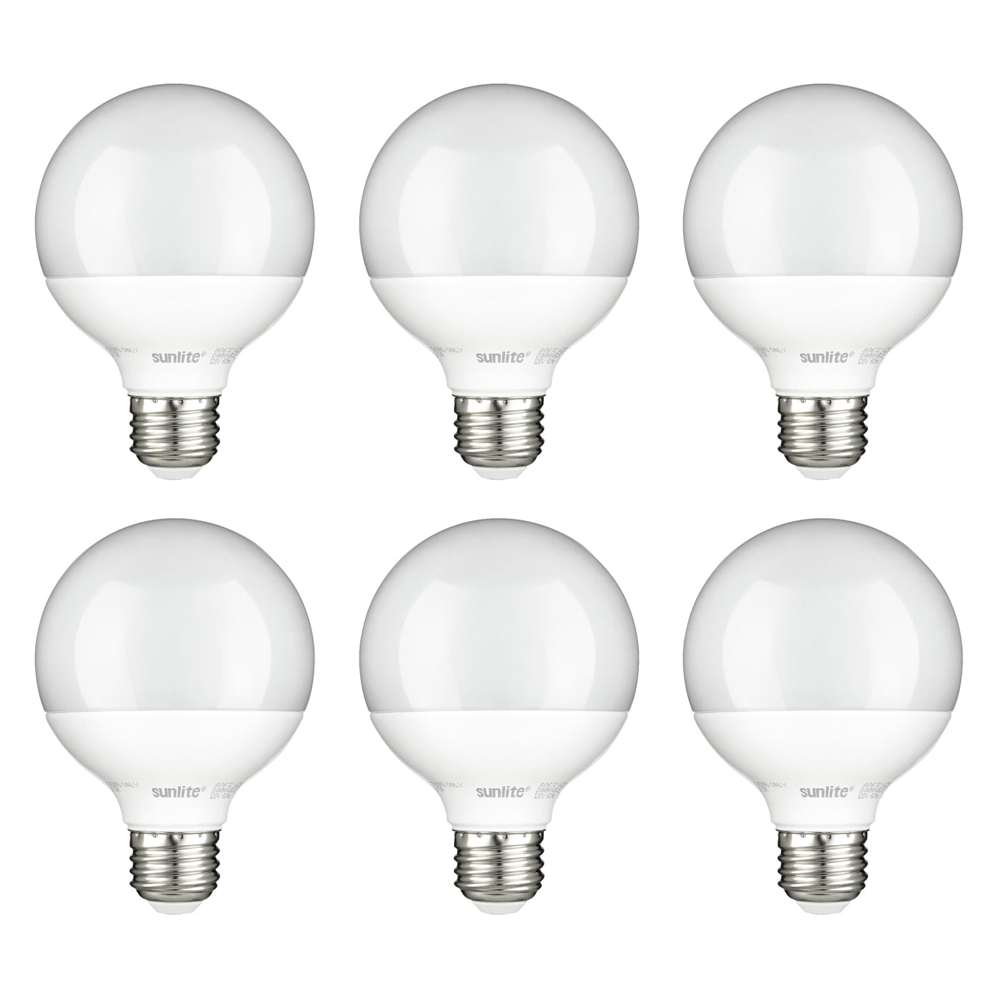 Sunlite LED 90 CRI G25 Globe Light Bulb, 7 Watts (50W Equivalent), Dimmable, Medium Base (E26), 500 Lumen, Energy Star, ETL Listed, Frost Finish, 30K - Warm White 6 Pack