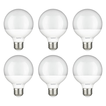 Sunlite LED 90 CRI G25 Globe Light Bulb, 7 Watts (50W Equivalent), Dimmable, Medium Base (E26), 500 Lumen, Energy Star, ETL Listed, Frost Finish, 30K - Warm White 6 Pack