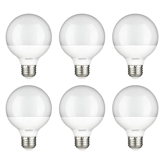 Sunlite LED 90 CRI G25 Globe Light Bulb, 7 Watts (50W Equivalent), Dimmable, Medium Base (E26), 500 Lumen, Energy Star, ETL Listed, Frost Finish, 30K - Warm White 6 Pack