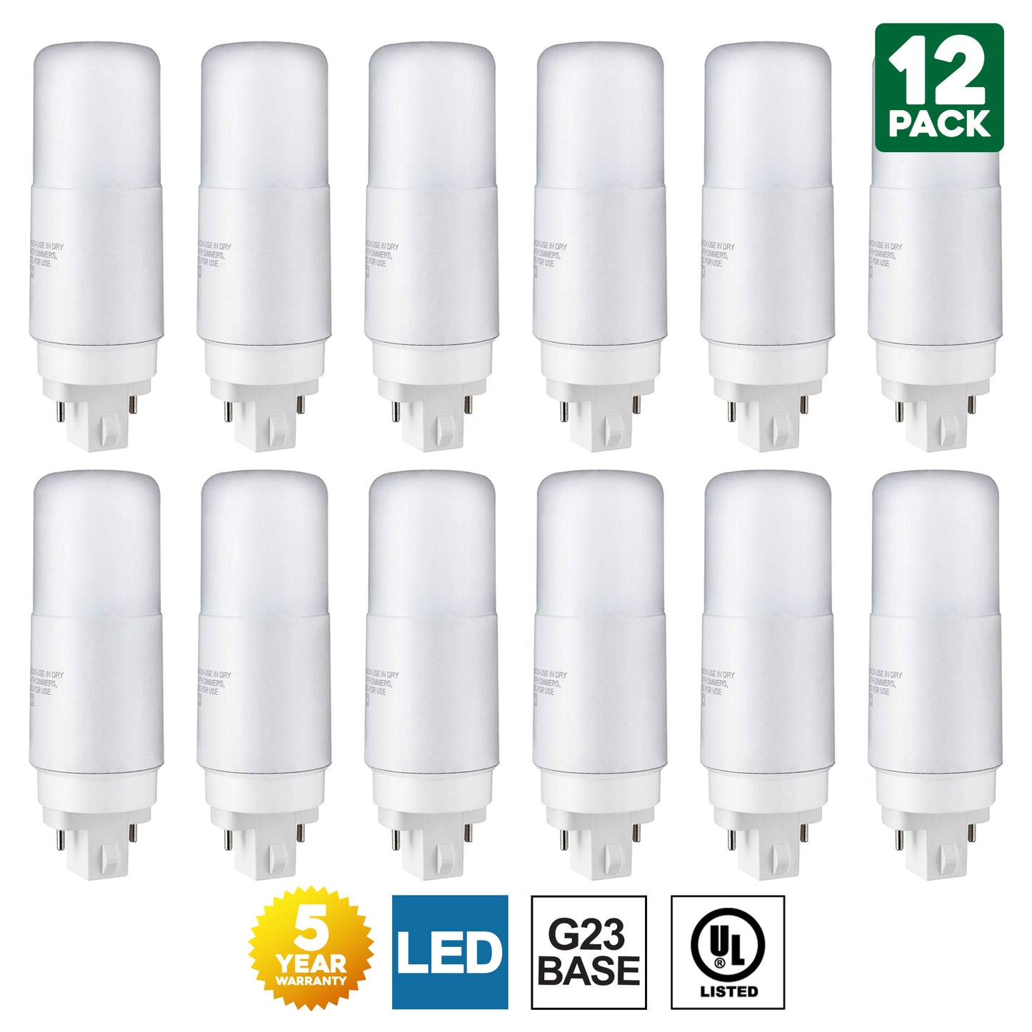 Sunlite G23 LED Bulb, 2-Pin PLV, 7 Watt, Warm White (3000K), Full 360 Degree Illumination, 13 Watt CFL Replacement (Ballast Bypass Required)
