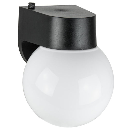 Energy Saving Globe Style Outdoor Outdoor Fixture, Black Finish, White Lens