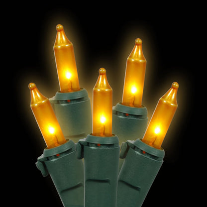 Vickerman 50 Gold Mini Light on Green Wire, 23' Christmas Light Strand- 2 Pack