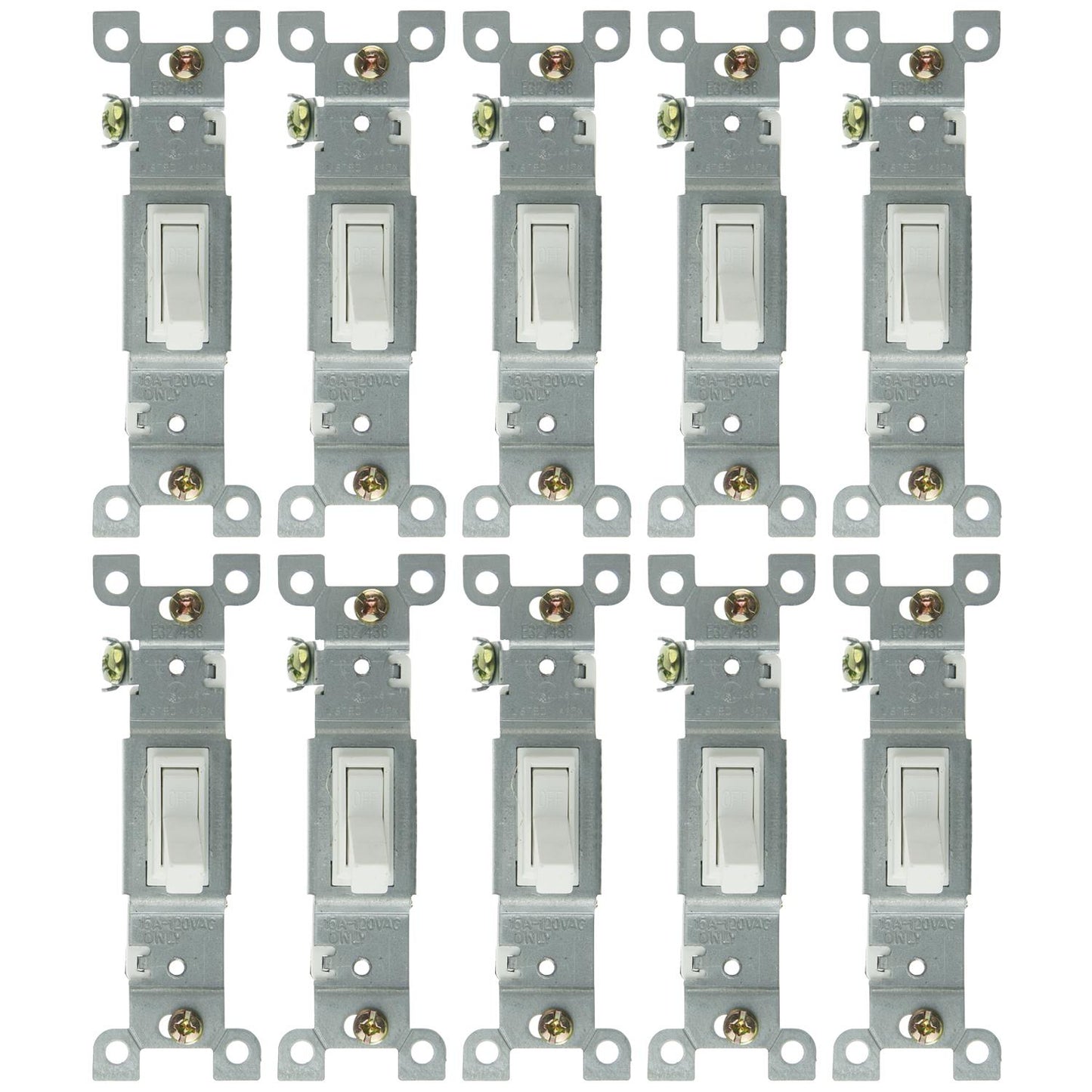 Sunlite E505 On/Off Grounded Toggle Switch, White