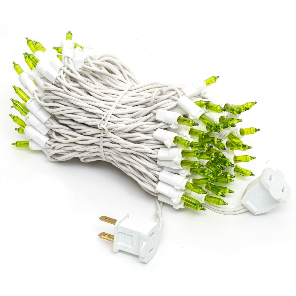 Vickerman 100 Lime Mini Light on White Wire, 33' Long Christmas Light Strand- 2 Pack