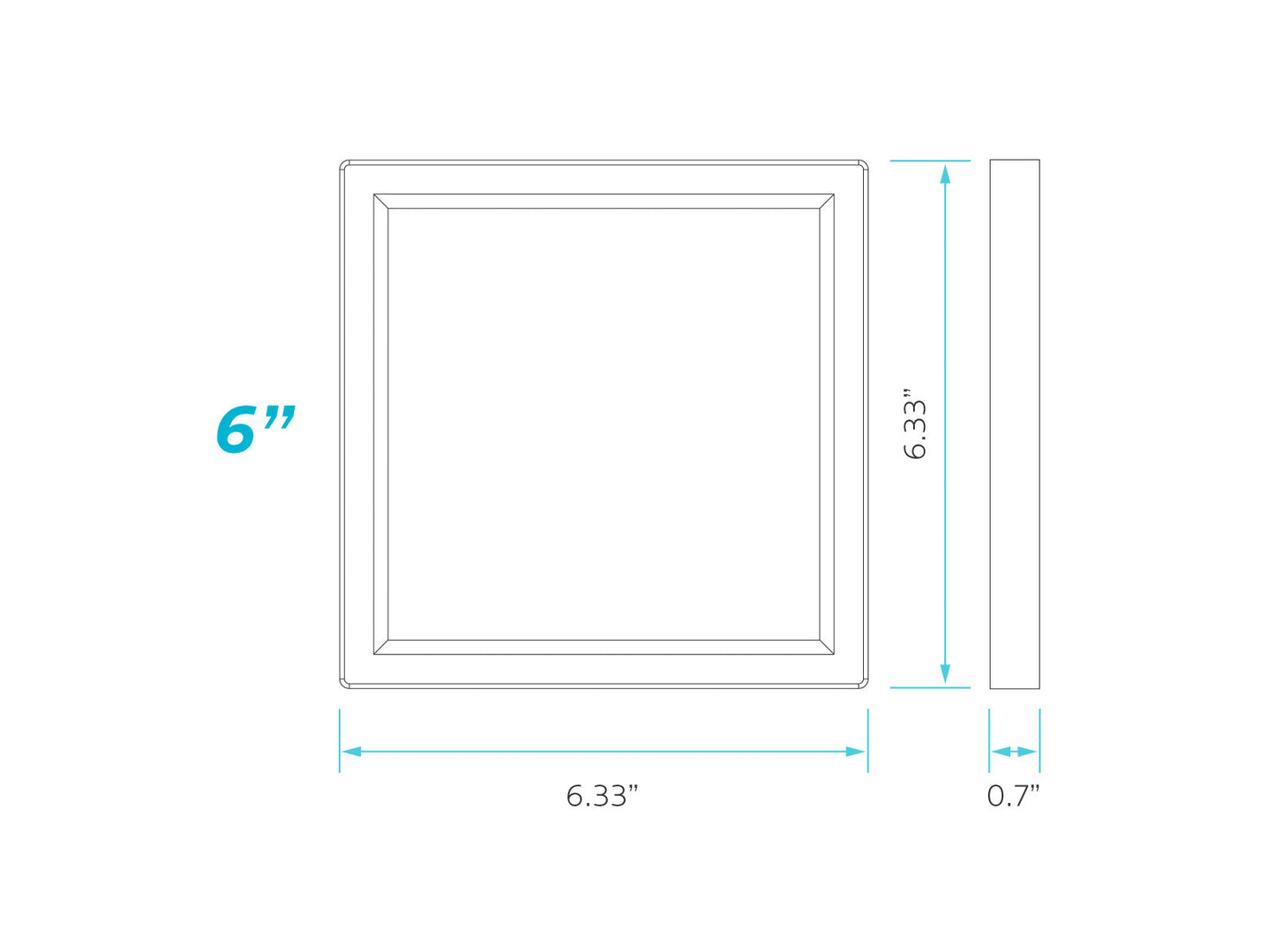 Luxrite LED Surface Mount 6" Square Slim, 15W, 950 Lumens, Color Selectable - 3000K/4000K/5000K, 80 CRI, White Finish, Dimmable,Pack of 2 (LR23593)