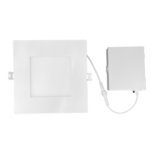Luxrite LED 6" Mini Panel Square Smooth Canless Wafer Spotlight, 12W, 1000 Lumens, Color Selectable - 2700K/3000K/3500K/4000K/5000K, 80 CRI, White Finish, Dimmable, Pack of 2 (LR23764)