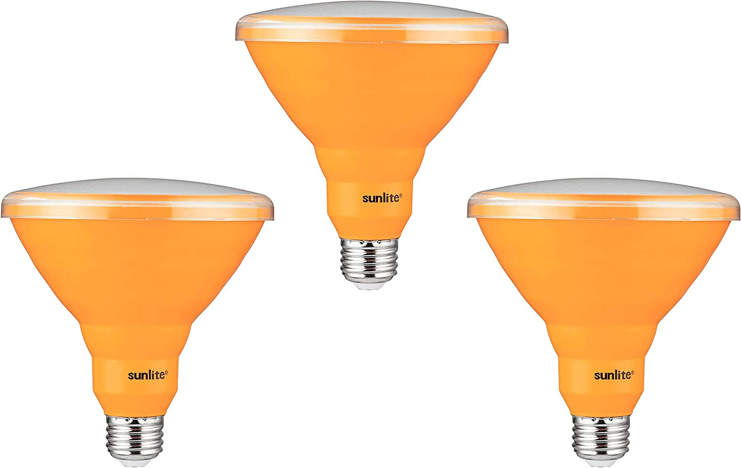 Sunlite 81479 LED PAR38 Colored Recessed Light Bulb, 15 watt (75W Equivalent), Medium (E26) Base, Floodlight, ETL Listed, Amber, Pack of 3