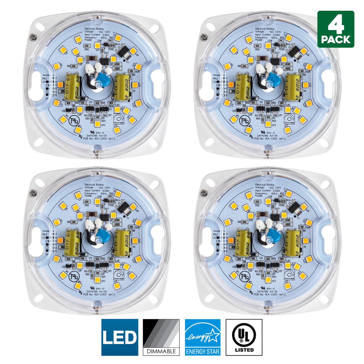 Sunlite LED Retrofit Light Engine, 3-Inch, 4000K Cool White, 10 Watt, Dimmable, Flush Ceiling Fixture LED Upgrade Panel, Energy Star Compliant, Commercial Grade, 90 CRI