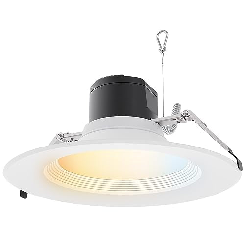 Sunlite 87811 9.5" LED Commercial Recessed Downlight Fixture, Power Selectable 20W/30W/40W, 5000 Lumens, CCT Switch 27K/30K/35K/40K/50K, 90 CRI, Energy Star, Dimmable, Title-24 Compliant, ETL Listed