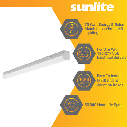 Sunlite 96-Inch Linear LED Strip Fixture, 75 Watts, 120-277 Volts, Dimmable, 9825 Lumens, 50,000 Hour Life Span, UL Listed, DLC Listed, Commercial or Residential Use, 4000K Cool White