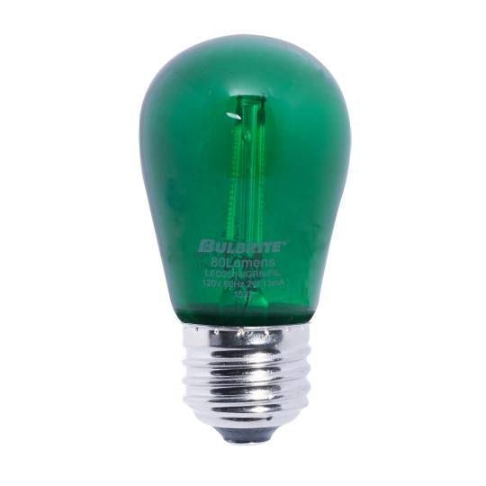 BULBRITE LED S14 MEDIUM SCREW (E26) 2W NON-DIMMABLE FILAMENT LIGHT BULB GREEN 11W INCANDESCENT EQUIVALENT 5PK (776561)