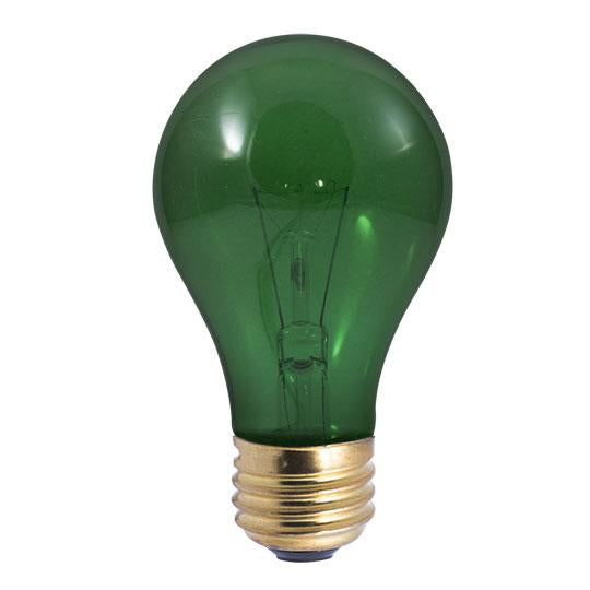 BULBRITE INCANDESCENT A19 MEDIUM SCREW (E26) 25W DIMMABLE LIGHT BULB TRANSPARENT GREEN 18PK (105425)