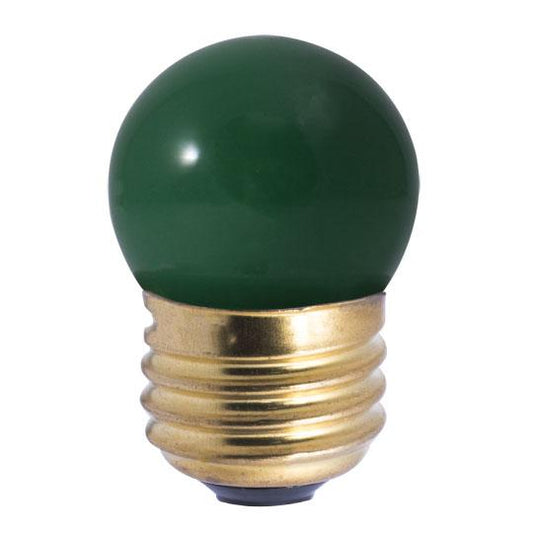 BULBRITE INCANDESCENT S11 MEDIUM SCREW (E26) 7.5W DIMMABLE LIGHT BULB CERAMIC GREEN 25PK (702407)