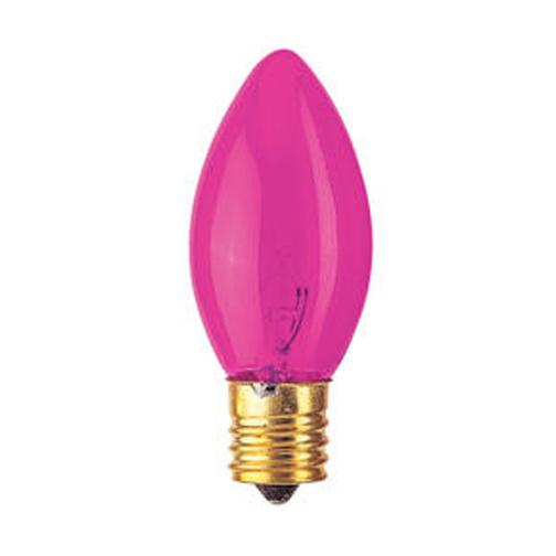 BULBRITE INCANDESCENT C9 INTERMEDIATE SCREW (E17) 7W DIMMABLE LIGHT BULB TRANSPARENT PINK 50PK (709619)