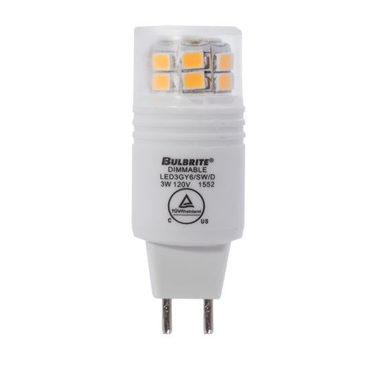 BULBRITE LED T4 BI-PIN (GY6) 3W DIMMABLE LIGHT BULB 3000K/SOFT WHITE 20W INCANDESCENT EQUIVALENT 4PK (770560)