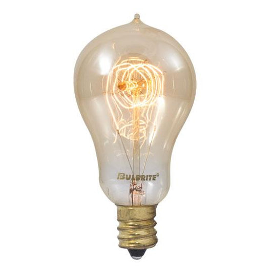 BULBRITE INCANDESCENT A15 CANDELABRA SCREW (E12) 25W DIMMABLE NOSTALGIC LIGHT BULB 2200K/AMBER 4PK (132516)