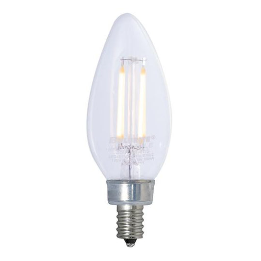 BULBRITE LED B11 CANDELABRA SCREW (E12) 2.5W DIMMABLE FILAMENT LIGHT BULB 2700K/WARM WHITE 25W INCANDESCENT EQUIVALENT 4PK (776855)