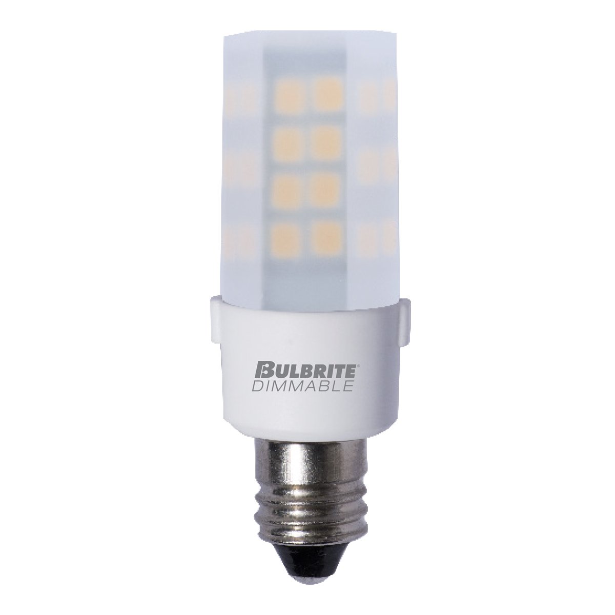 BULBRITE LED T4 MINI-CANDELABRA SCREW (E11) 4.5W DIMMABLE LIGHT BULB FROST 3000K/SOFT WHITE 35W INCANDESCENT EQUIVALENT 2PK (770582)