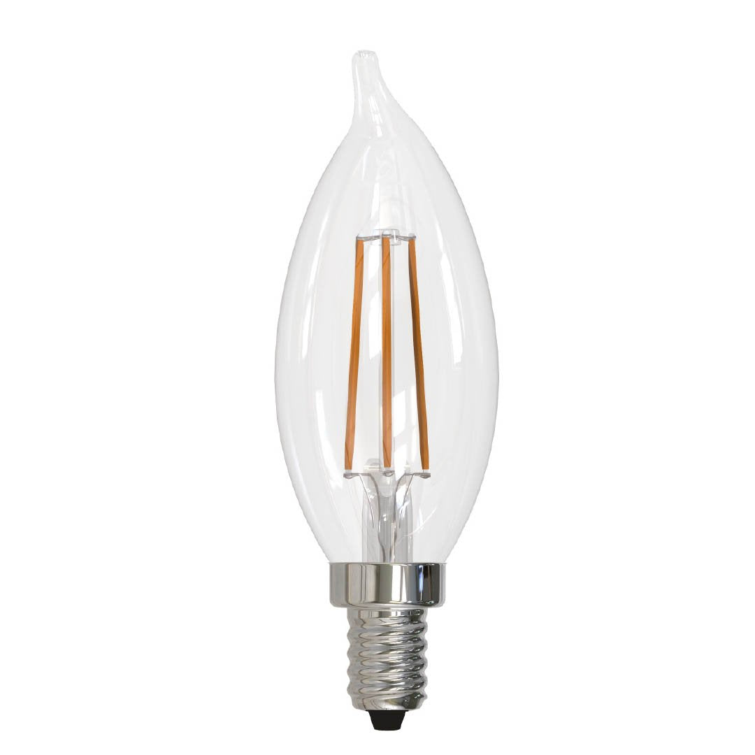 BULBRITE LED CA10 CANDELABRA SCREW (E12) 5W FULLY COMPATIBLE DIMMING FILAMENT LIGHT BULB 3000K/SOFT WHITE 60W INCANDESCENT EQUIVALENT 4PK (776629)