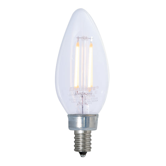 BULBRITE LED B11 CANDELABRA SCREW (E12) 4.5W FULLY COMPATIBLE DIMMING FILAMENT LIGHT BULB 3000K/SOFT WHITE 40W INCANDESCENT EQUIVALENT 4PK (776876)