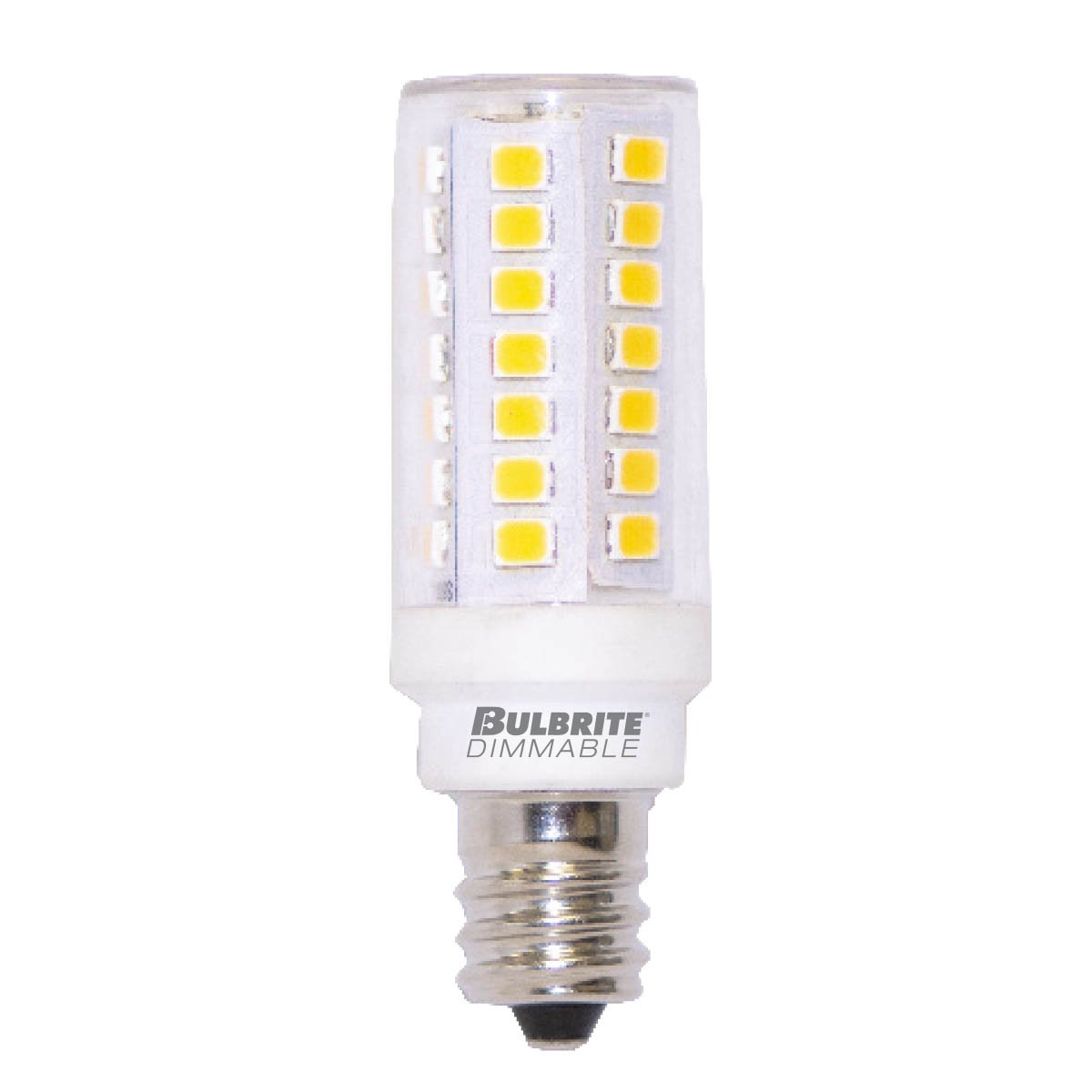 BULBRITE LED T6 MINI-CANDELABRA SCREW (E11) 5W DIMMABLE CLEAR LIGHT BULB 3000K/SOFT WHITE LIGHT 60W EQUIVALENT 2PK (770630)