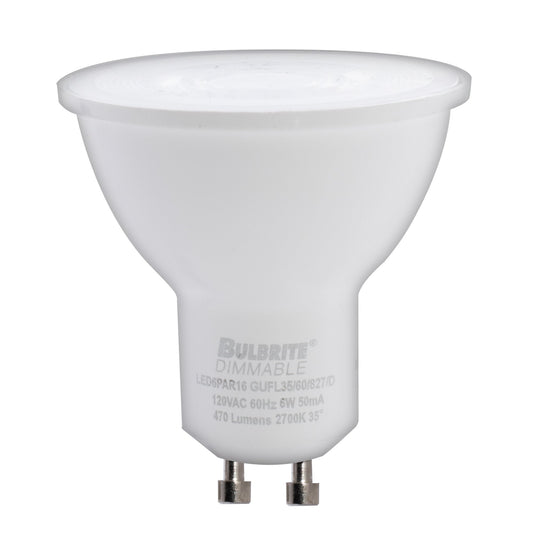BULBRITE LED PAR16 TWIST & LOCK BI-PIN (GU10) 6W DIMMABLE LIGHT BULB 2700K/WARM WHITE LIGHT 60W EQUIVALENT 2PK (771401)