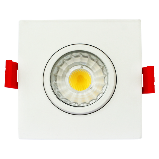 Luxrite LED 3" Square Gimbal Canless Spotlight, 8W, 600 Lumens, Color Selectable - 2700K/3000K/3500K/4000K/5000K, 80 CRI, White Finish, Dimmable (LR23222)