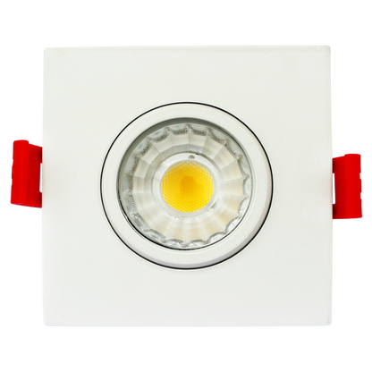 Luxrite LED 3" Square Gimbal Canless Spotlight, 8W, 600 Lumens, Color Selectable - 2700K/3000K/3500K/4000K/5000K, 80 CRI, White Finish, Dimmable (LR23222)