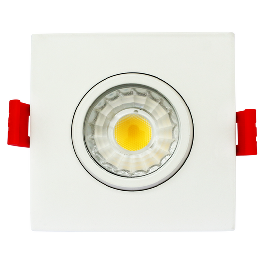 Luxrite LED 3" Square Gimbal Canless Spotlight, 8W, 600 Lumens, Color Selectable - 2700K/3000K/3500K/4000K/5000K, 80 CRI, White Finish, Dimmable (LR23222)