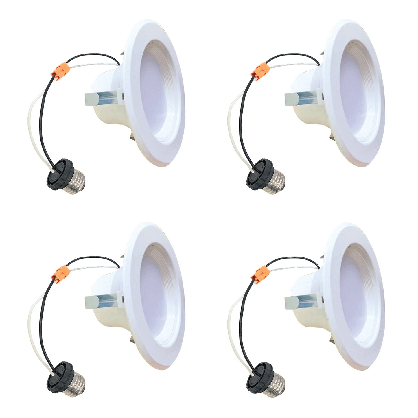 Bulbrite Pack of (4) 4" Integrated LED Recessed Retrofit Light Kit, 65-Watt Equivalent, 2700K