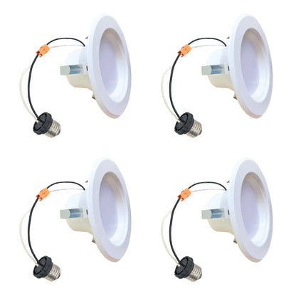 Bulbrite Pack of (4) 4" Integrated LED Recessed Retrofit Light Kit, 65-Watt Equivalent, 2700K