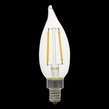 Luxrite LED Flame Tip Chandelier Light Bulb, E12 Candelabra Base, 4W, 5000K - Bright White, 400 Lumens, 80 CRI, Clear Finish, Dimmable, Pack of 12 (LR21579)