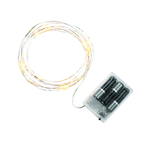 Bulbrite LED/STAR/COP/S/27K Indoor LED Starry String Lights, 10' Silver Wire, Battery Pack, 2 Pack