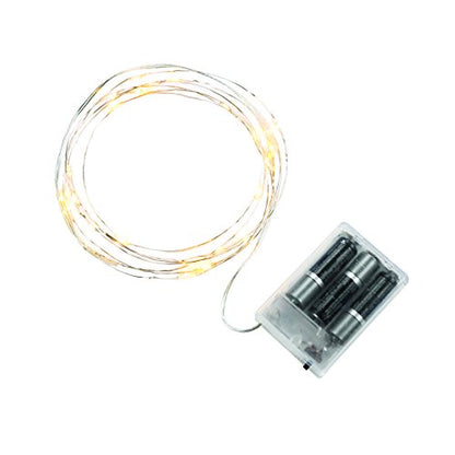 Bulbrite LED/STAR/COP/S/27K Indoor LED Starry String Lights, 10' Silver Wire, Battery Pack, 2 Pack