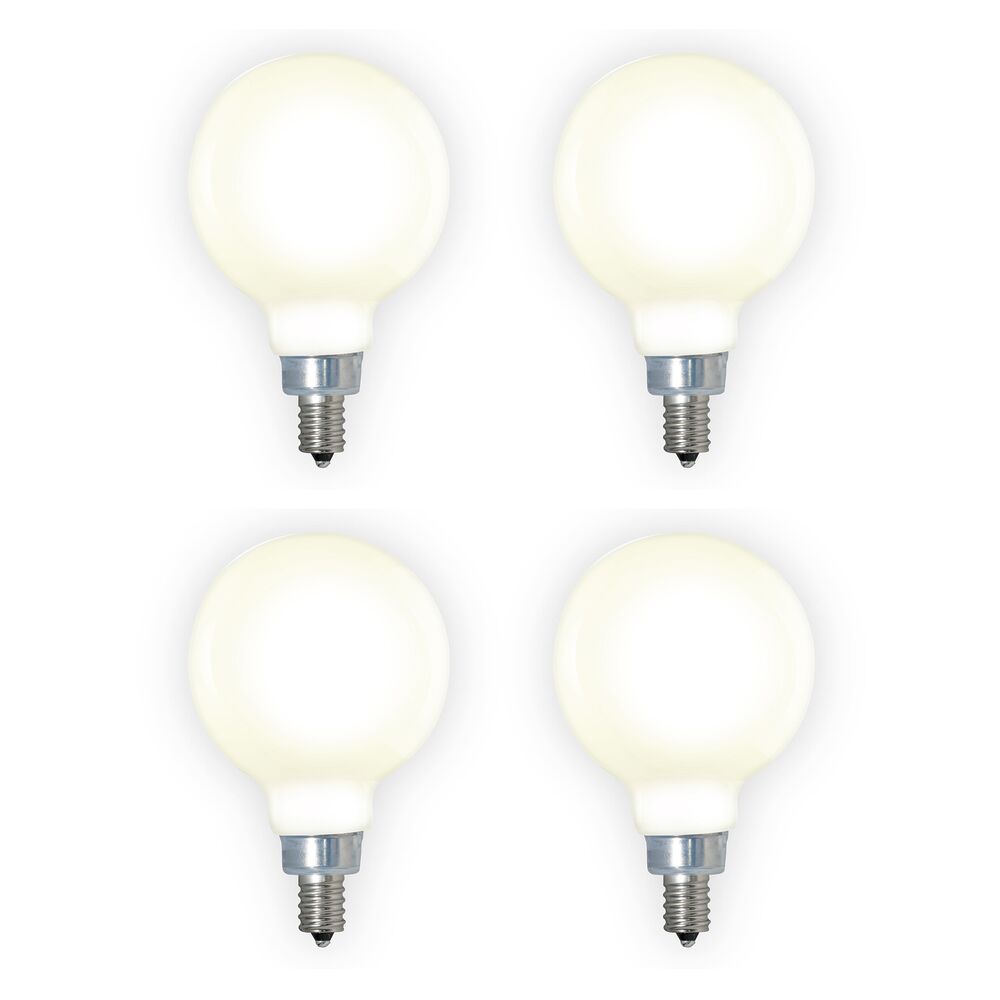 Bulbrite 40-Watt Equivalent Dimmable (E12) Candelabra Screw Base Milky Filament G16 LED Light Bulb, 3000K (4-Pack)