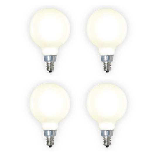 Bulbrite 40-Watt Equivalent Dimmable (E12) Candelabra Screw Base Milky Filament G16 LED Light Bulb, 3000K (4-Pack)