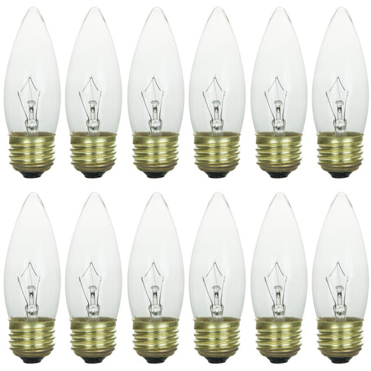 Sunlite 60 Watt Torpedo Tip Chandelier , Medium Base, Clear