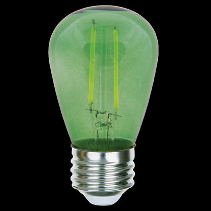 Luxrite LED Filament S14 Light Bulb, E26 Medium Base, 0.5W, Green Transparent Bulb Finish, Pack of 9 (LR21732)