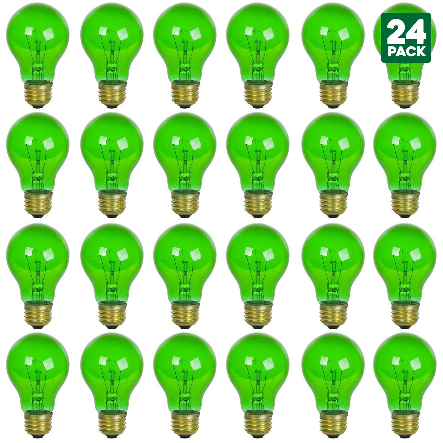 2 Pack of Sunlite 25 Watt A19 Colored, Medium Base, Transparent Green