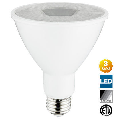 Sunlite PAR30 LED Long Neck Bulbs, 5000K Super White, Dimmable, 10 Watt (75W Equivalent), Medium (E26) Base, ETL Listed