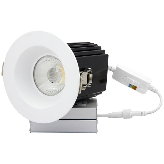 4" Regressed Downlight 120V 27K-50K Dimmable ES CEC Round White Trim