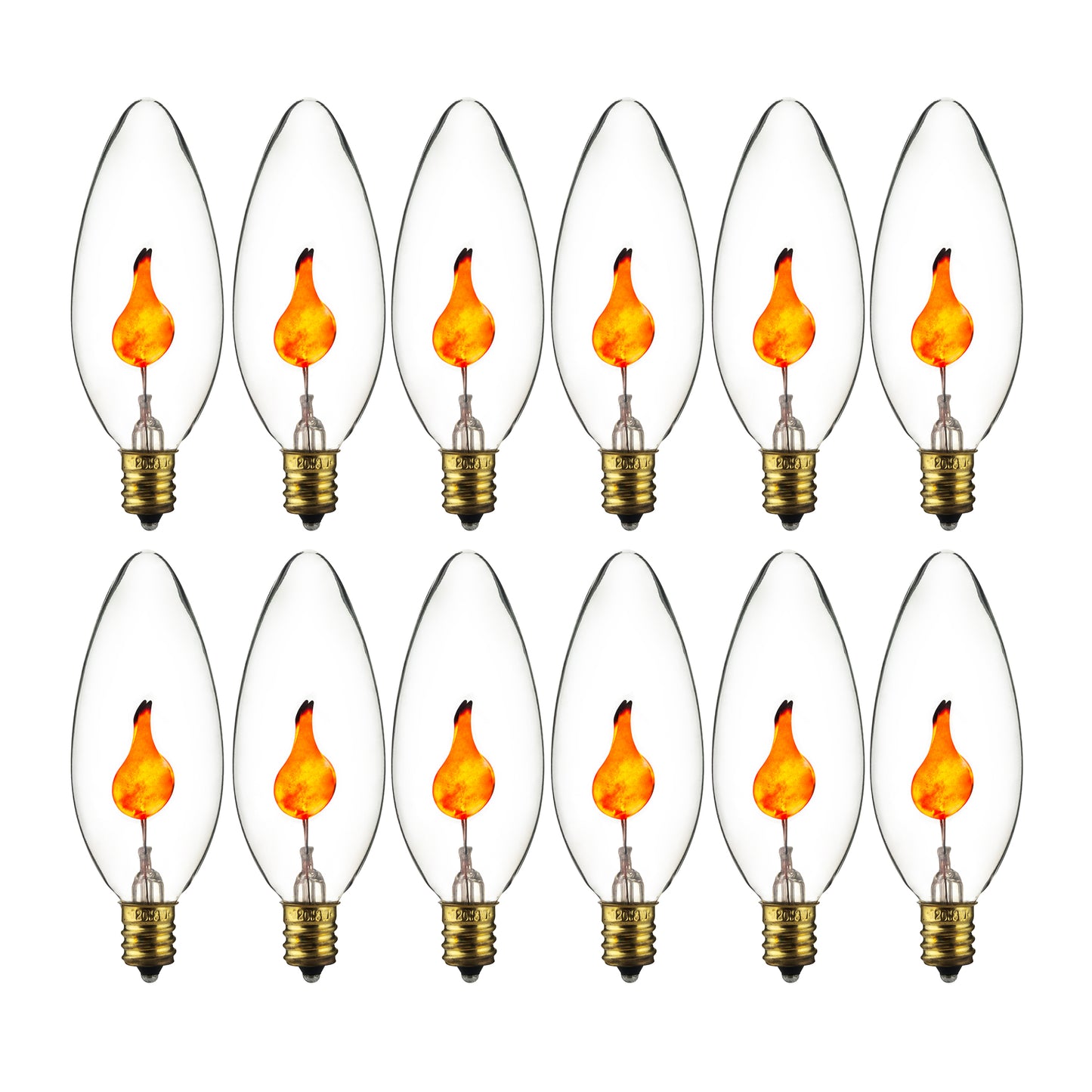 Sunlite 40106 Torpedo Tip, Halloween Incandescent Chandelier Flickering Light Bulb, Candelabra Base (E12) for Lamps, Fixtures, Decorations, Holidays, Orange, 12 Count