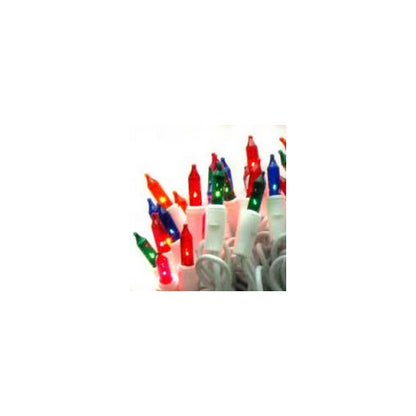 Multi-Colored Christmas Tree Mini Lights, 100 Lights, T1 3/4 Shaped, 21 Foot, White Wire, Steady Burning and Flashing