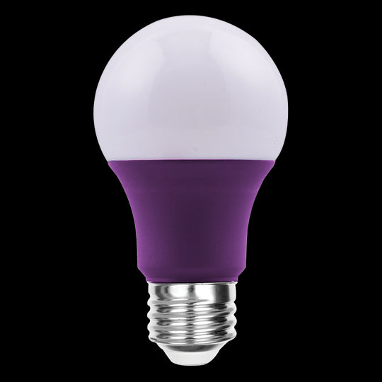 Luxrite LED A19 Colored Light Bulb, E26 - Medium Base, 8W, Purple Finish, Non-Dimmable, Shatter Proof, Pack of 15 (LR21494)