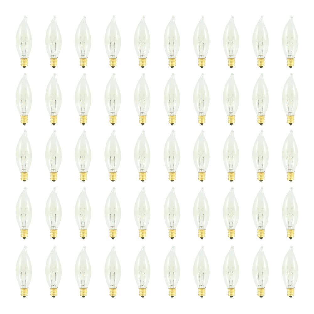 Bulbrite Pack of (50) 25 Watt Dimmable Clear CA8 Incandescent Light Bulbs with Candelabra (E12) Base, 2700K Warm White Light